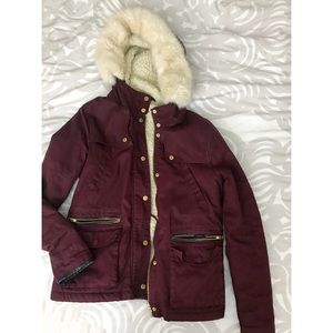 Topshop wine red parka